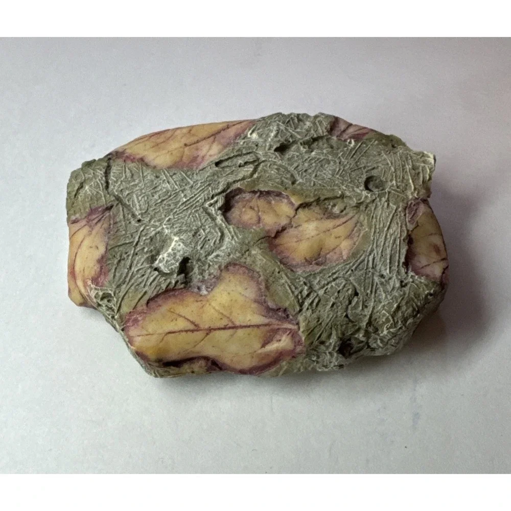 Trinket Box-Leaf Impression Texture,‎ Two-Tone Hexagon Form.